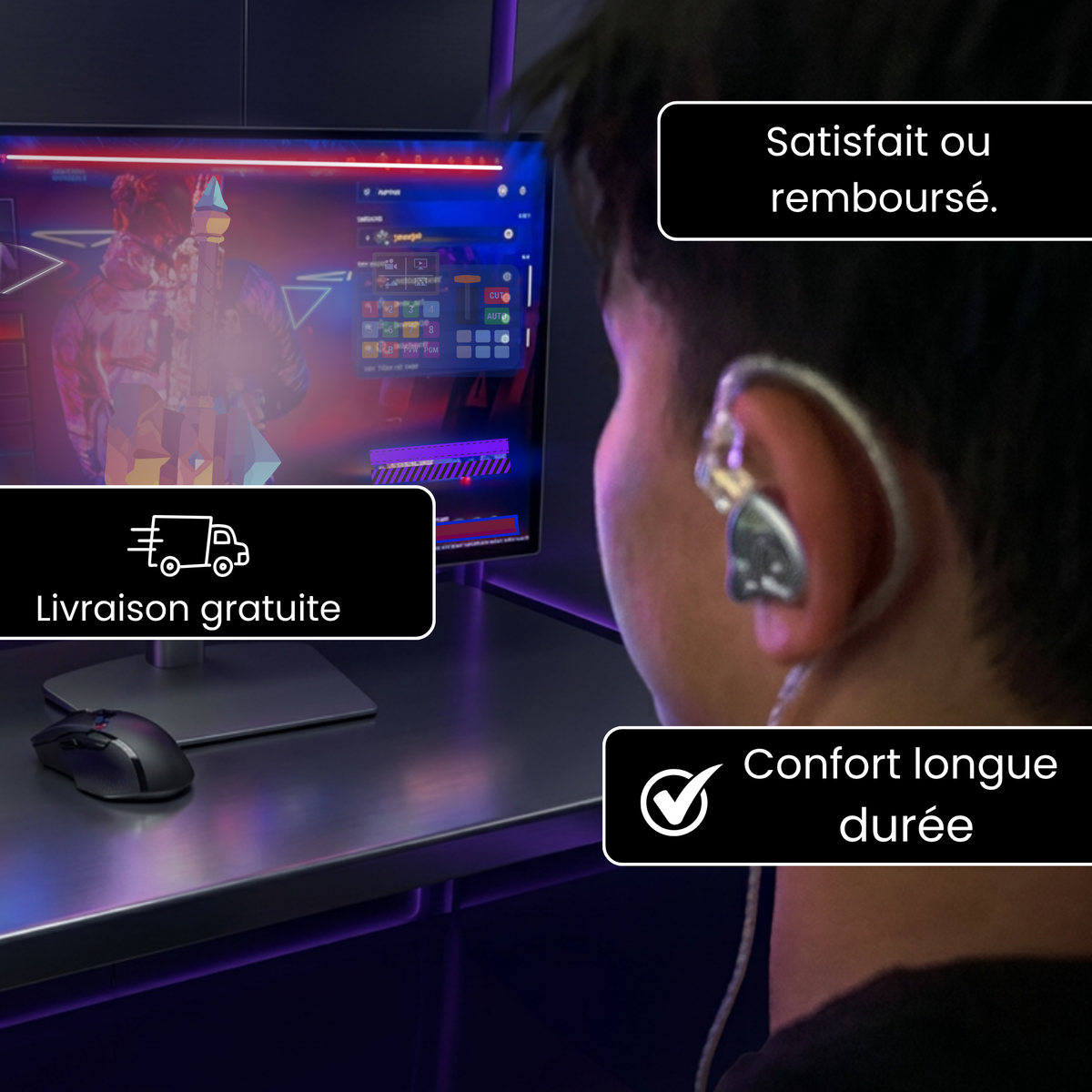 Écouteurs Gaming Pro avec Isolation du Bruit
